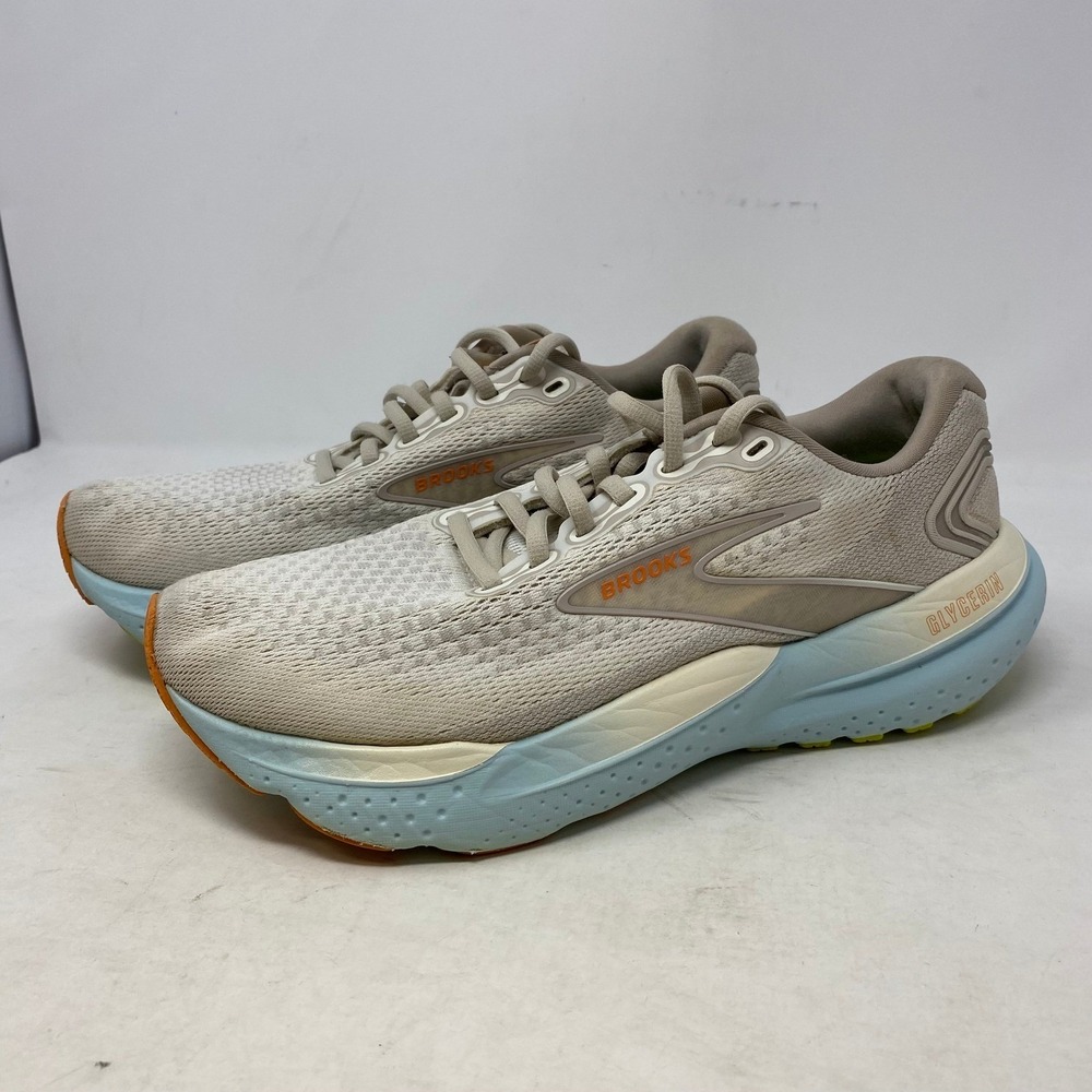 Brooks Glycerin 21 Women's Running Shoes Neutral Cushioning Tan Blue Size 9